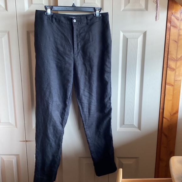 Saks Real Clothes NEW Straight Leg Black 100% Linen Trousers size 10 - Picture 1 of 9